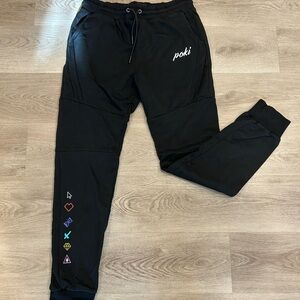 Poxi Black Joggers with Colorful Symbols